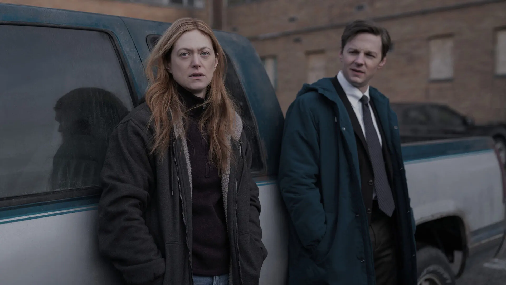 Marin Ireland and Will Pullen as Mina and Marchetti in Dope Thief.