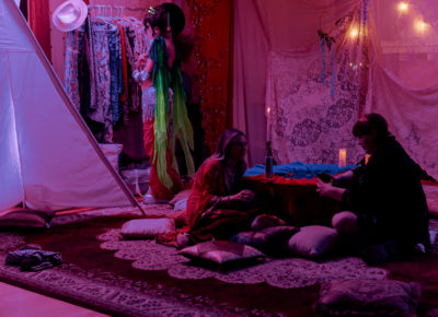 Friends connect in the upstairs lounge. Photo: Emily Sorensen.