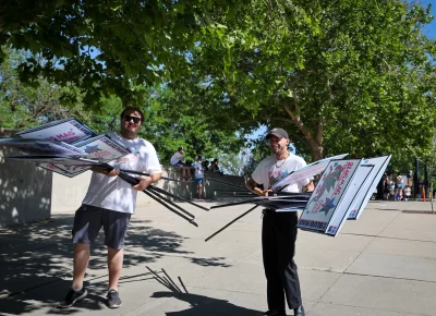 (L-R) Alton Barnhhart and William Hughes made sure we got those signs. Photo: TaCara DeTevis.
